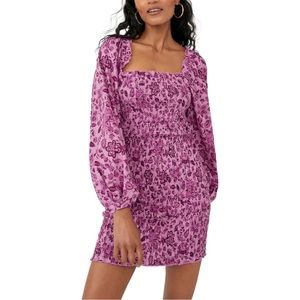 NWT Free People Smock It to Me Long Sleeve Mini Dress